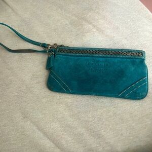 teal vintage coach wristlet